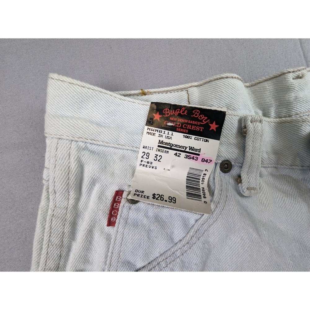 Bugle Boy Men's Jeans Size 29 x 32 Tapered Leg 90s Light Wash Denim Vintage NWT - Picture 5 of 16